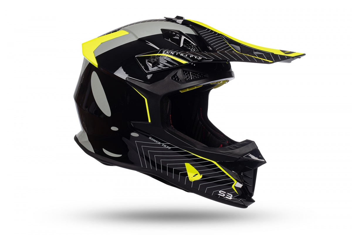 Motocross Intrepid helmet black and neon yellow - PROTECTION - HE155 - UFO Plast