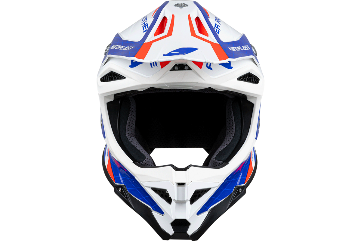 Motocross helmet Diamond white, red and blue - HIGHLIGHT - he054 - Ufo Plast