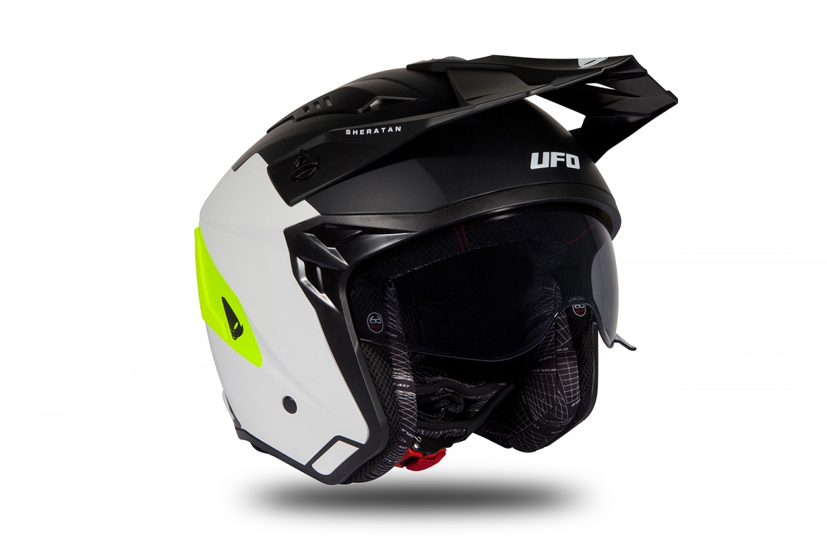 Jet helmet Sheratan white, black and neon yellow matt - Helmets - HE186 - Ufo Plast